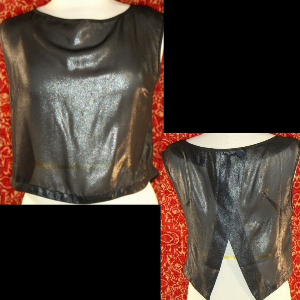 TILDON black crop waist club blouse S w/DEFECT✨